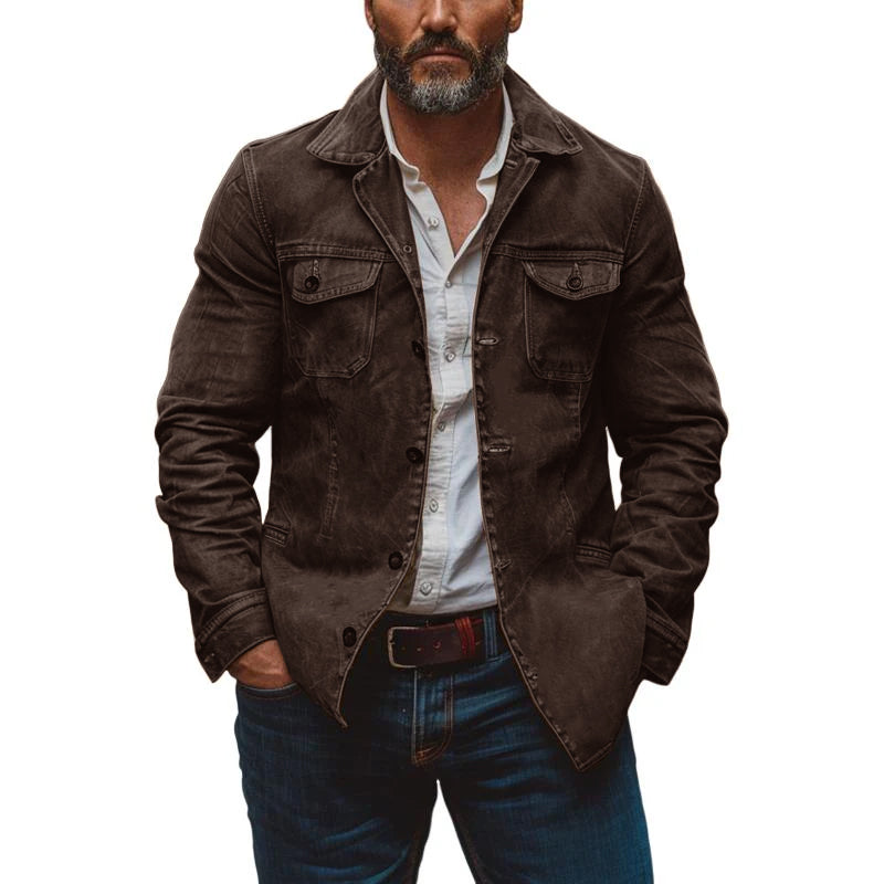 ZAFIRO® | Chaqueta Vintage de Cuero Lavado para Hombre