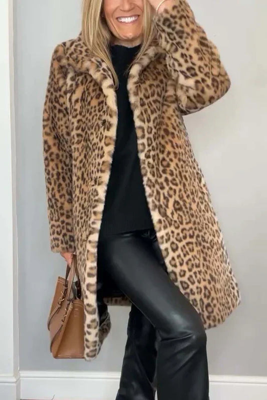 EMMY® | Abrigo clásico de invierno para mujeres con estampado de leopardo