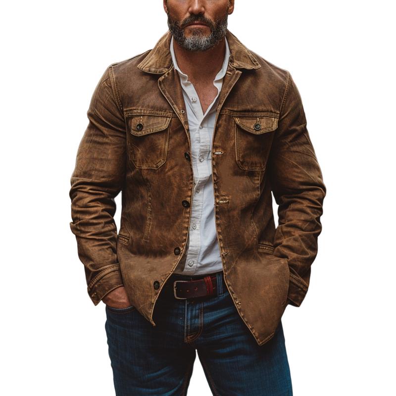 ZAFIRO® | Chaqueta Vintage de Cuero Lavado para Hombre